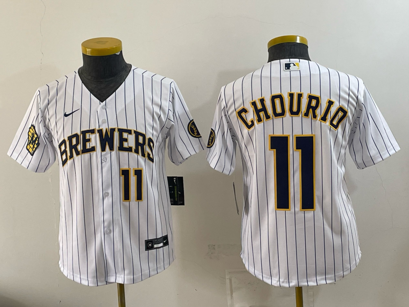 women 2026 Milwaukee Brewers #11 Chourio white Game Nike MLB Jersey 0823001->los angeles dodgers->MLB Jersey